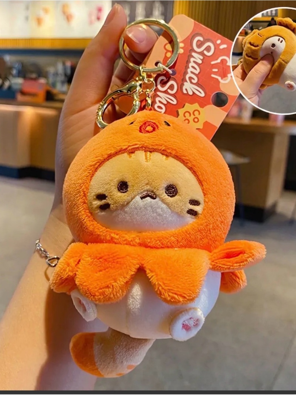 Official Coco cat Orange Octopus Plush squeaky bag charm Keychain